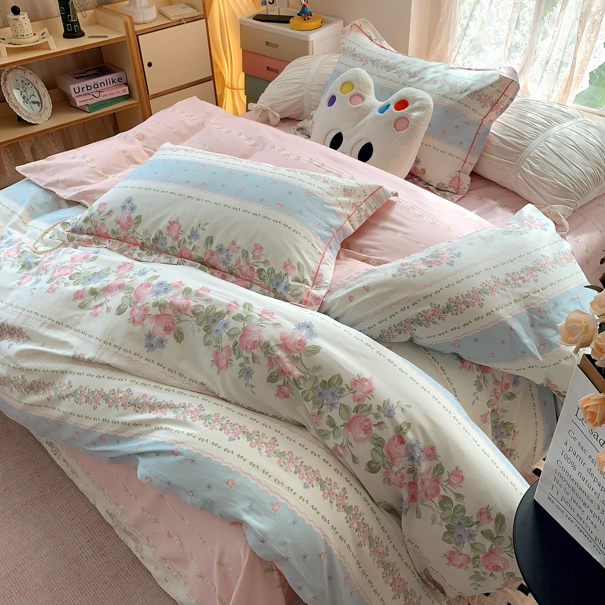 91家纺网 家纺一手货源 找家纺 莱豫家纺 2025新款亲肤舒适小清新印花全棉四件套第七批 冰心花园