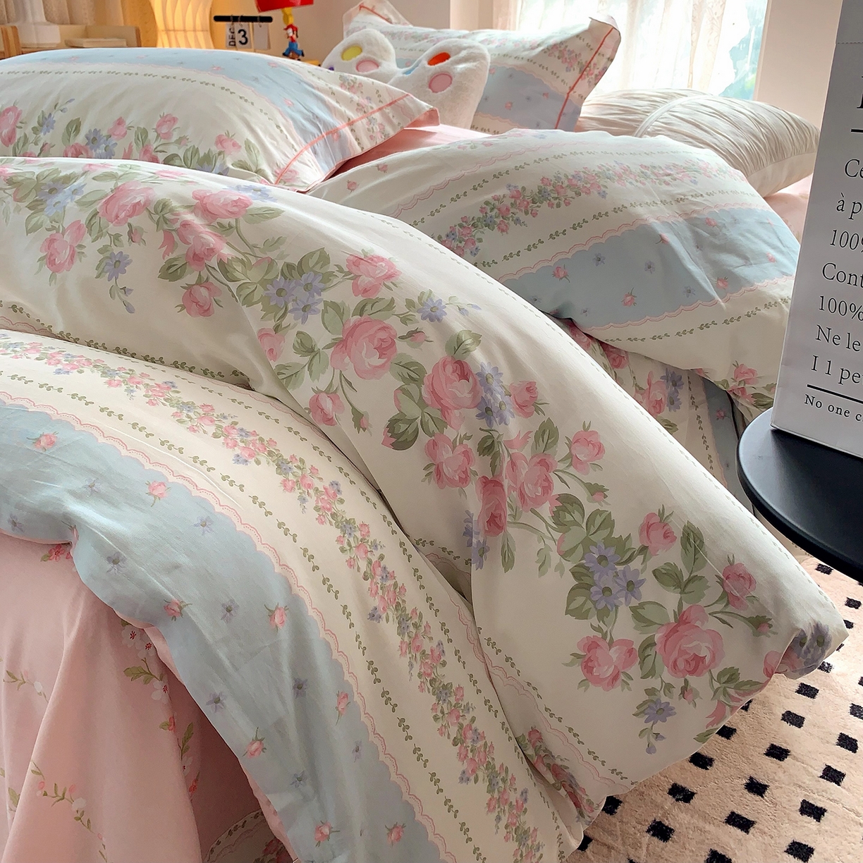 91家纺网 家纺一手货源 找家纺 莱豫家纺 2025新款亲肤舒适小清新印花全棉四件套第七批 冰心花园