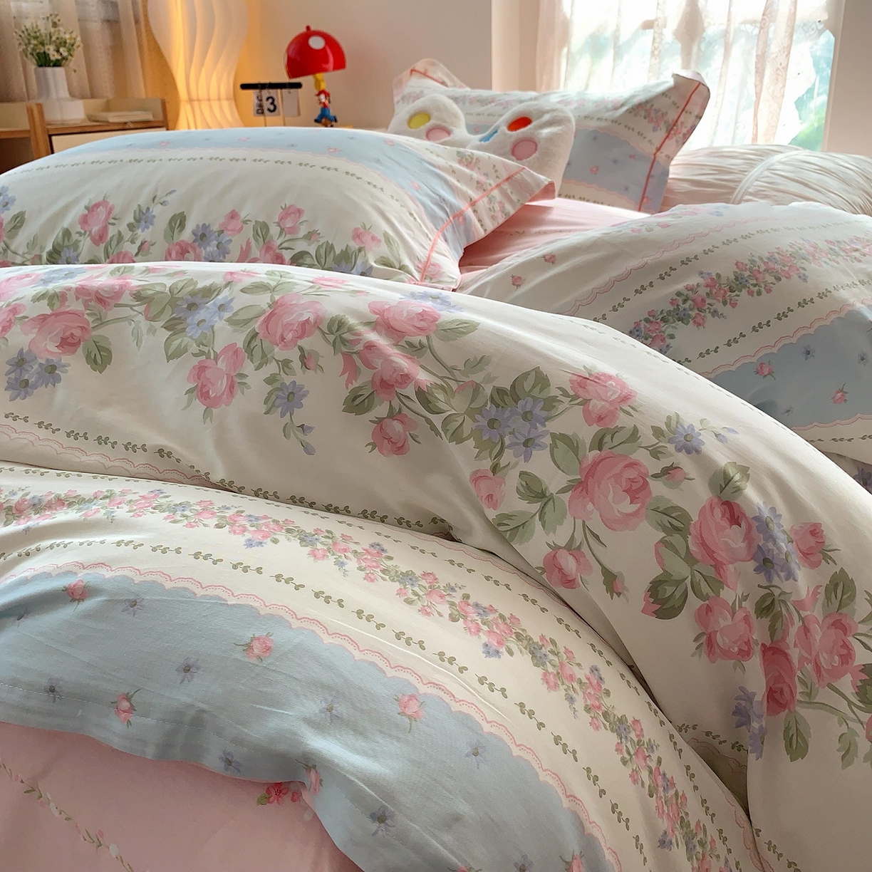 91家纺网 家纺一手货源 找家纺 莱豫家纺 2025新款亲肤舒适小清新印花全棉四件套第七批 冰心花园