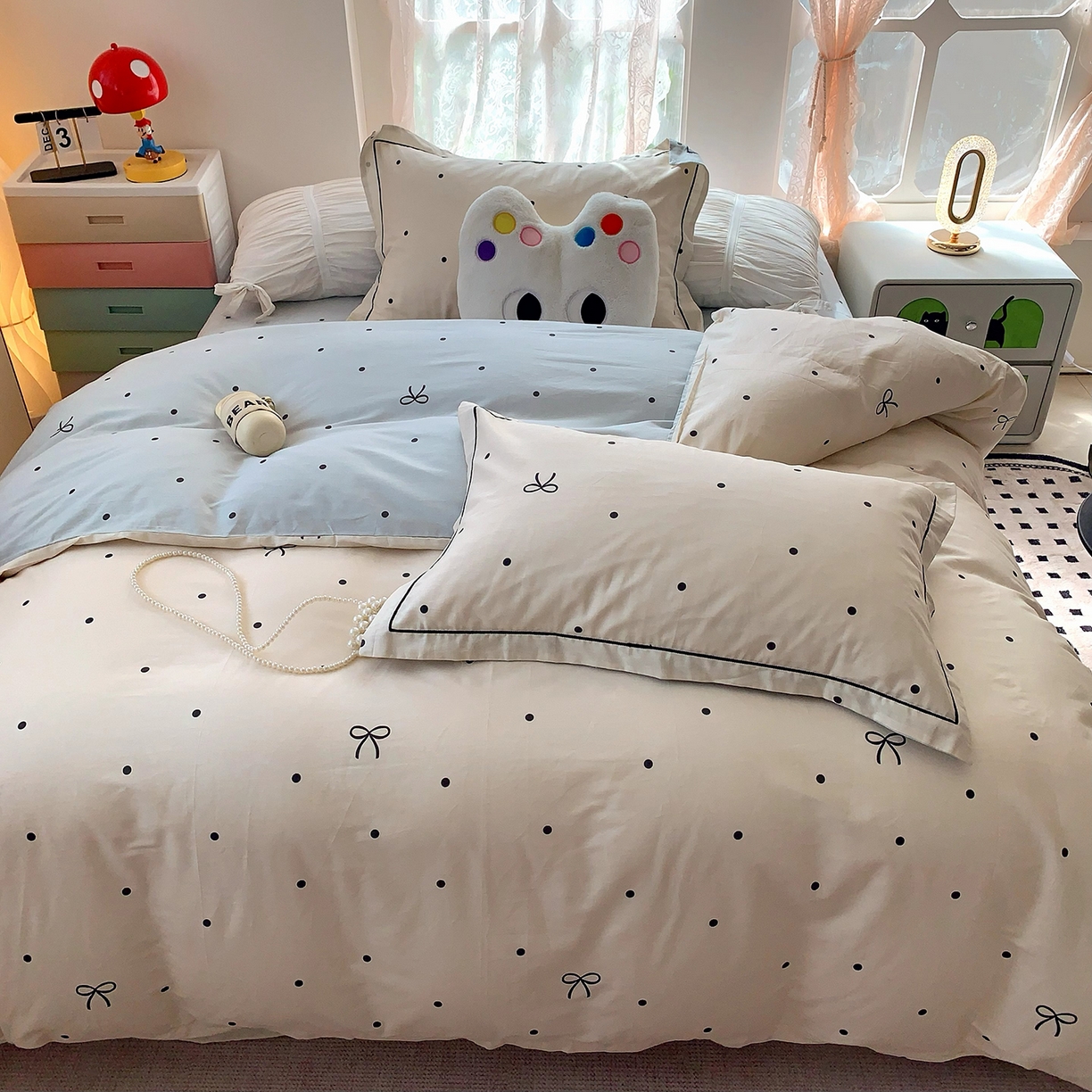 莱豫家纺 2025新款亲肤舒适小清新印花全棉四件套第七批 点点情结