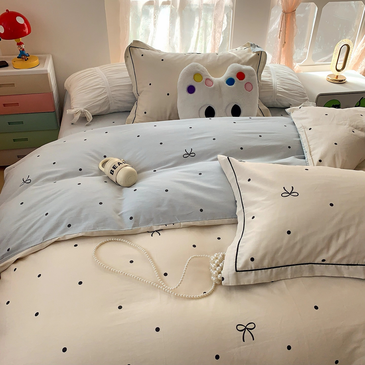 91家纺网 家纺一手货源 找家纺 莱豫家纺 2025新款亲肤舒适小清新印花全棉四件套第七批 点点情结