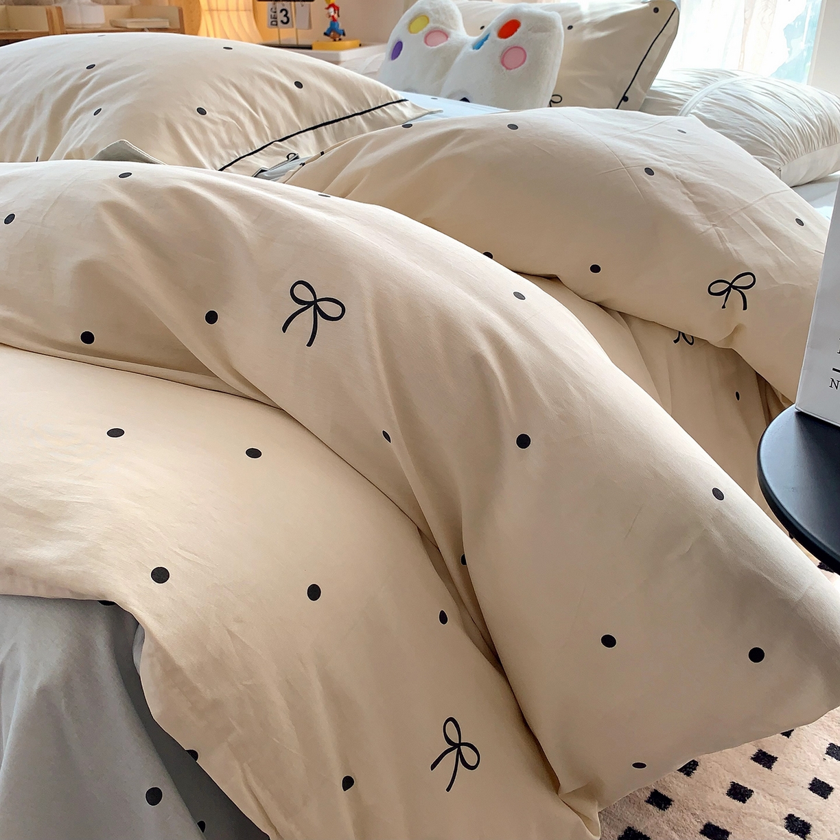 91家纺网 家纺一手货源 找家纺 莱豫家纺 2025新款亲肤舒适小清新印花全棉四件套第七批 点点情结