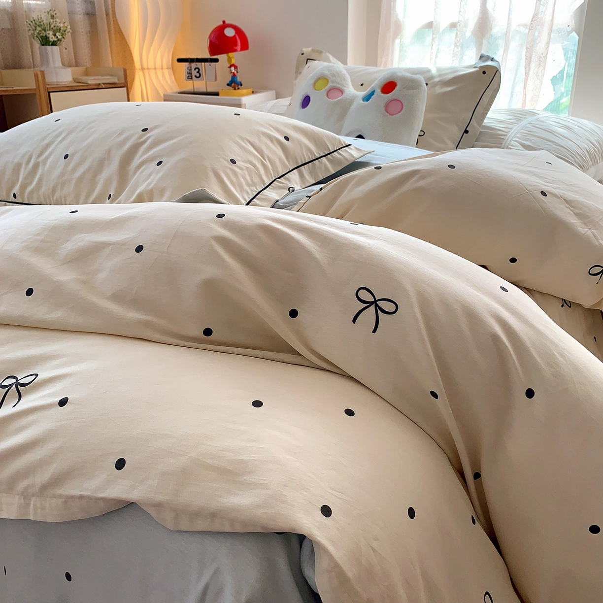 91家纺网 家纺一手货源 找家纺 莱豫家纺 2025新款亲肤舒适小清新印花全棉四件套第七批 点点情结