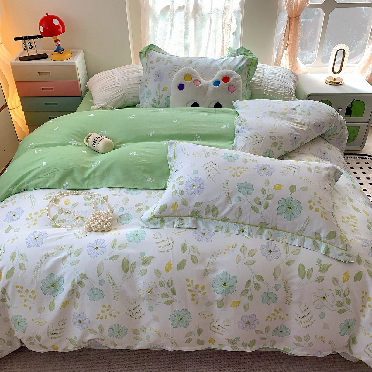 莱豫家纺 2025新款亲肤舒适小清新印花全棉四件套第七批 度清欢