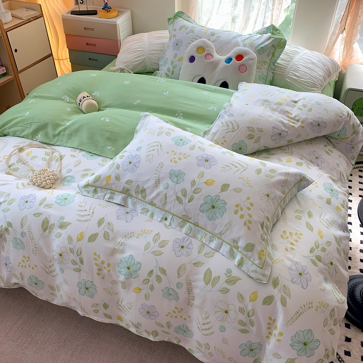 91家纺网 家纺一手货源 找家纺 莱豫家纺 2025新款亲肤舒适小清新印花全棉四件套第七批 度清欢