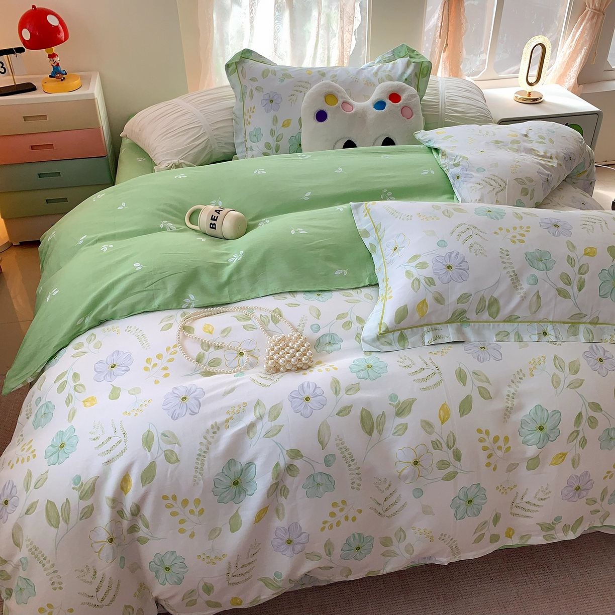 91家纺网 家纺一手货源 找家纺 莱豫家纺 2025新款亲肤舒适小清新印花全棉四件套第七批 度清欢