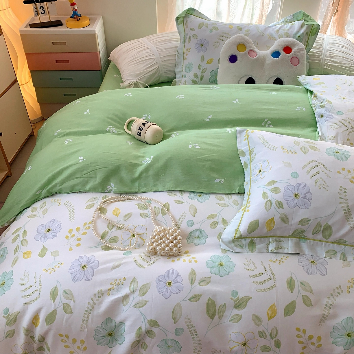 91家纺网 家纺一手货源 找家纺 莱豫家纺 2025新款亲肤舒适小清新印花全棉四件套第七批 度清欢