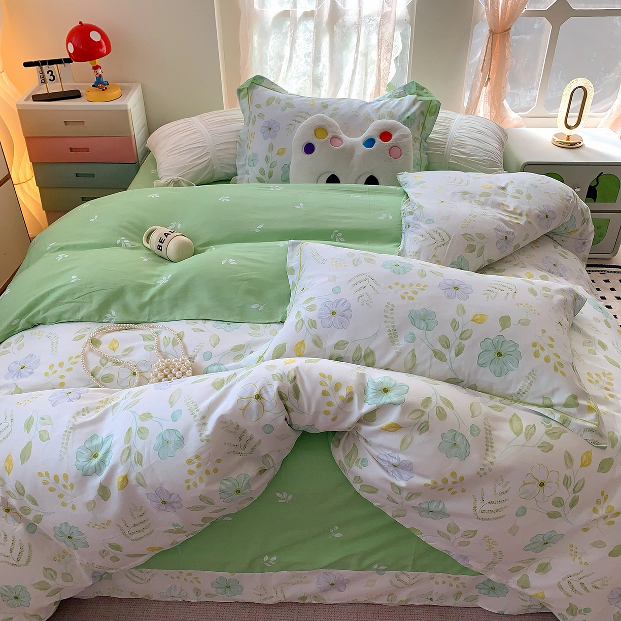 91家纺网 家纺一手货源 找家纺 莱豫家纺 2025新款亲肤舒适小清新印花全棉四件套第七批 度清欢