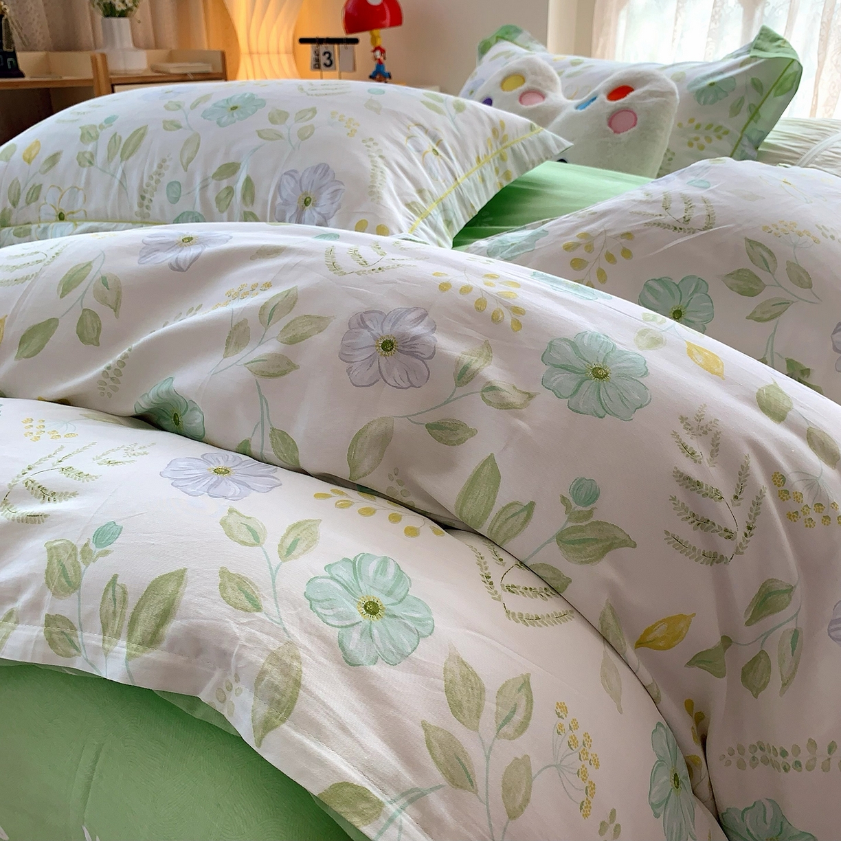 91家纺网 家纺一手货源 找家纺 莱豫家纺 2025新款亲肤舒适小清新印花全棉四件套第七批 度清欢