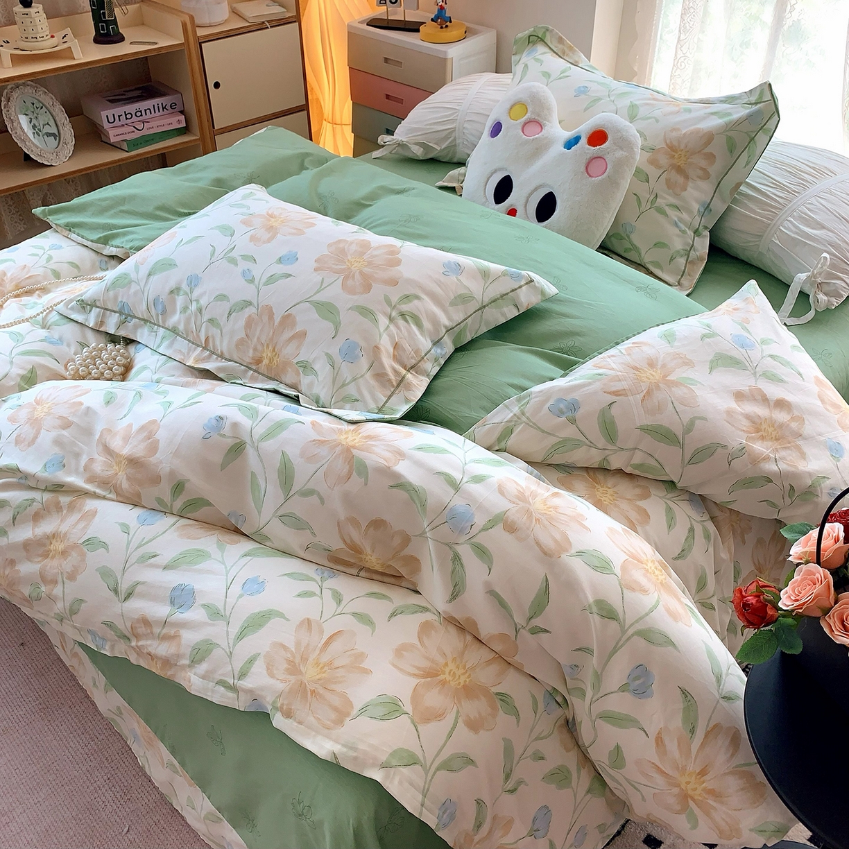 91家纺网 家纺一手货源 找家纺 莱豫家纺 2025新款亲肤舒适小清新印花全棉四件套第七批 花影和诗