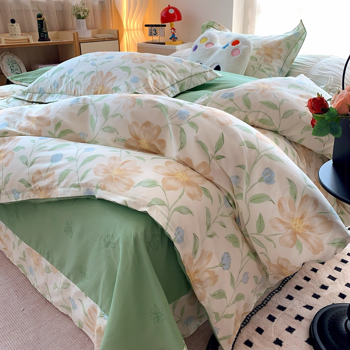 91家纺网 家纺一手货源 找家纺 莱豫家纺 2025新款亲肤舒适小清新印花全棉四件套第七批 花影和诗