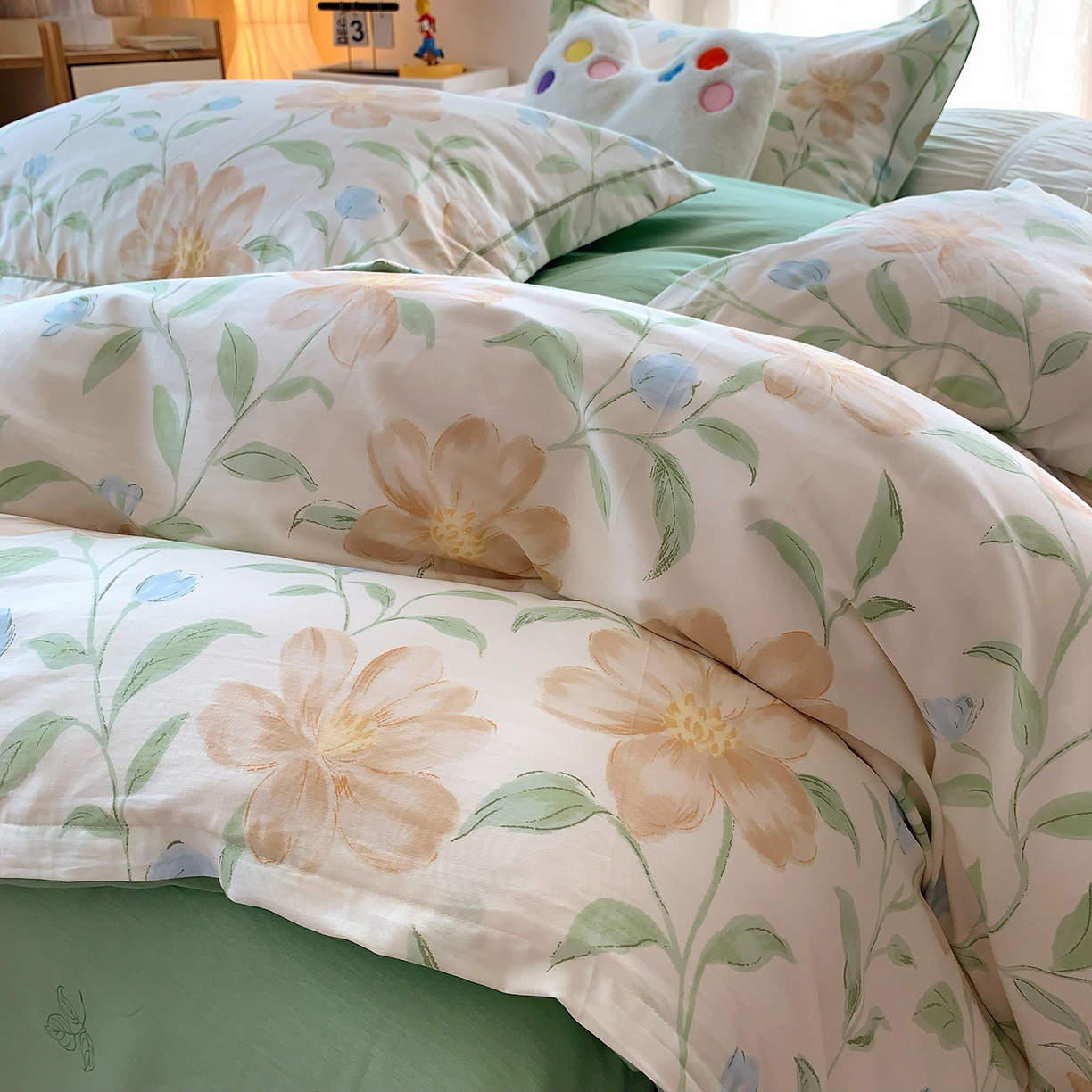 91家纺网 家纺一手货源 找家纺 莱豫家纺 2025新款亲肤舒适小清新印花全棉四件套第七批 花影和诗