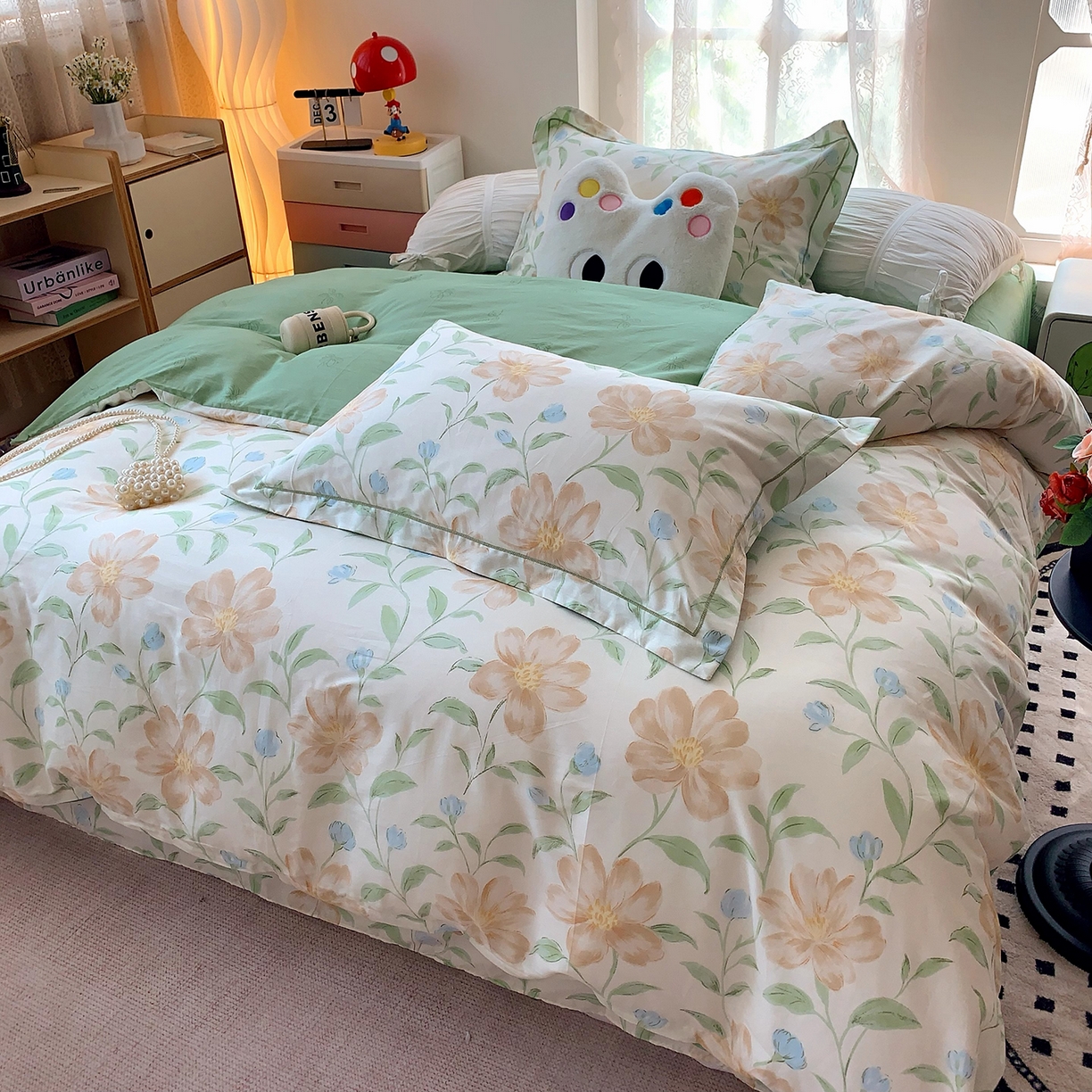 91家纺网 家纺一手货源 找家纺 莱豫家纺 2025新款亲肤舒适小清新印花全棉四件套第七批 花影和诗