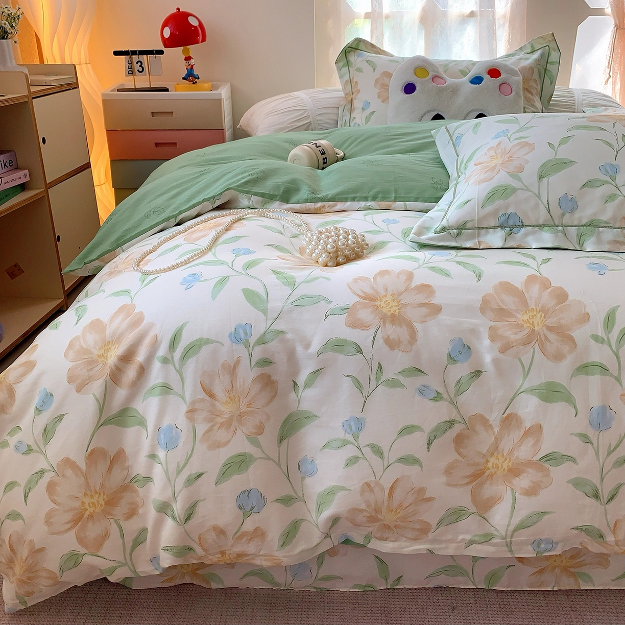 91家纺网 家纺一手货源 找家纺 莱豫家纺 2025新款亲肤舒适小清新印花全棉四件套第七批 花影和诗