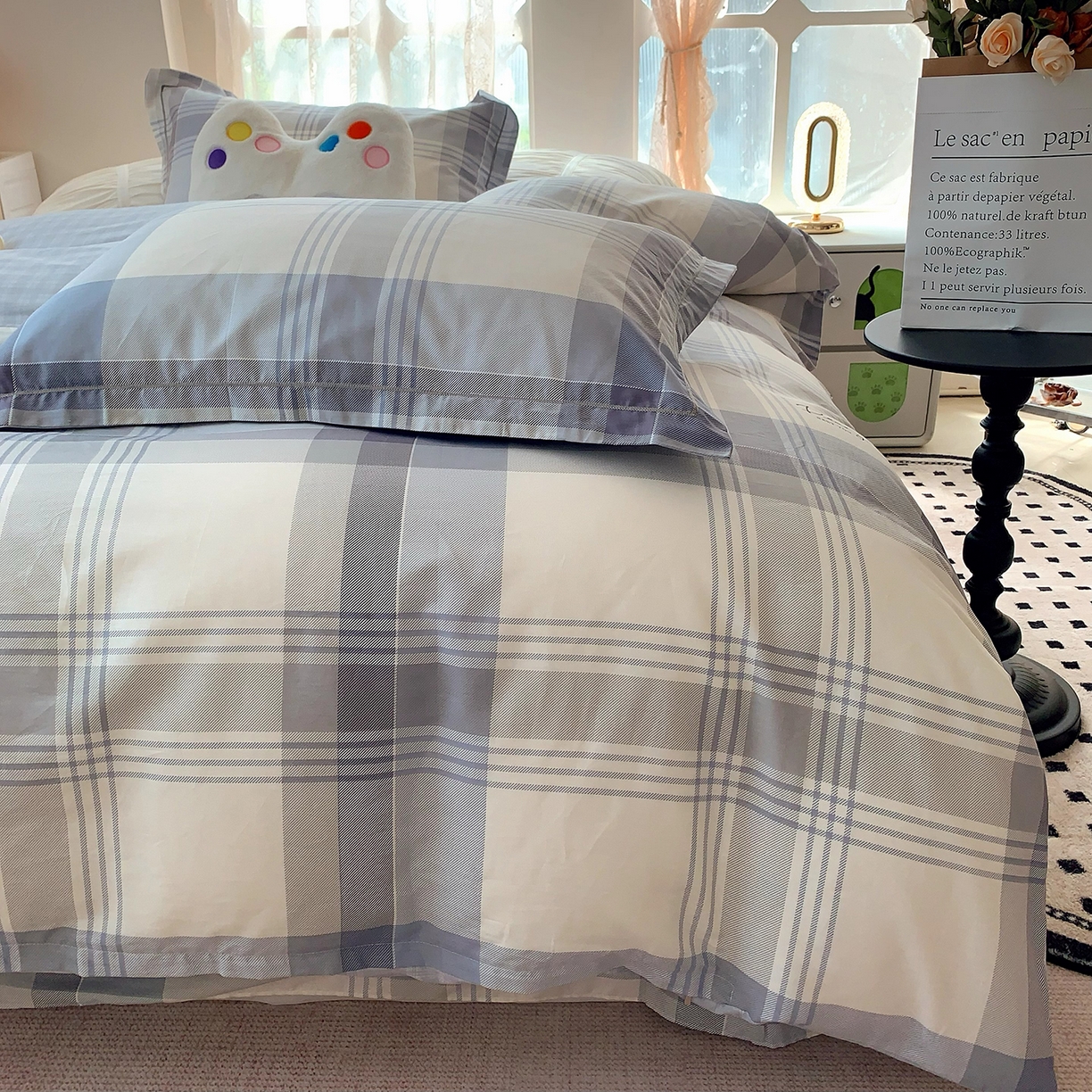 91家纺网 家纺一手货源 找家纺 莱豫家纺 2025新款亲肤舒适小清新印花全棉四件套第七批 浅念格