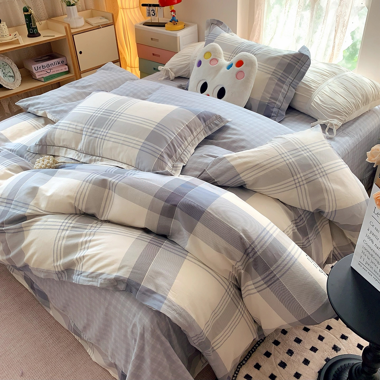 91家纺网 家纺一手货源 找家纺 莱豫家纺 2025新款亲肤舒适小清新印花全棉四件套第七批 浅念格