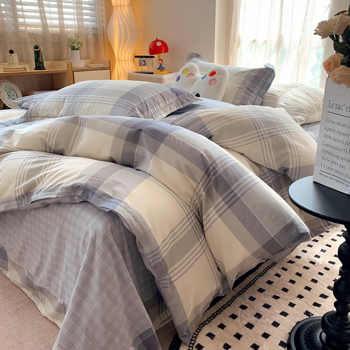 91家纺网 家纺一手货源 找家纺 莱豫家纺 2025新款亲肤舒适小清新印花全棉四件套第七批 浅念格