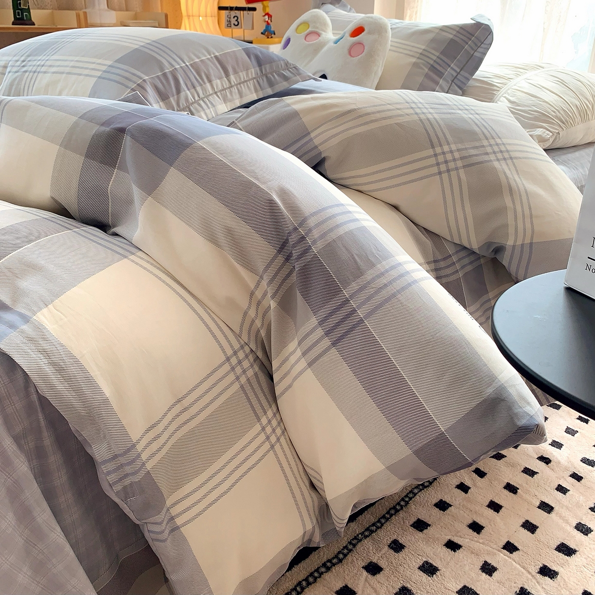 91家纺网 家纺一手货源 找家纺 莱豫家纺 2025新款亲肤舒适小清新印花全棉四件套第七批 浅念格