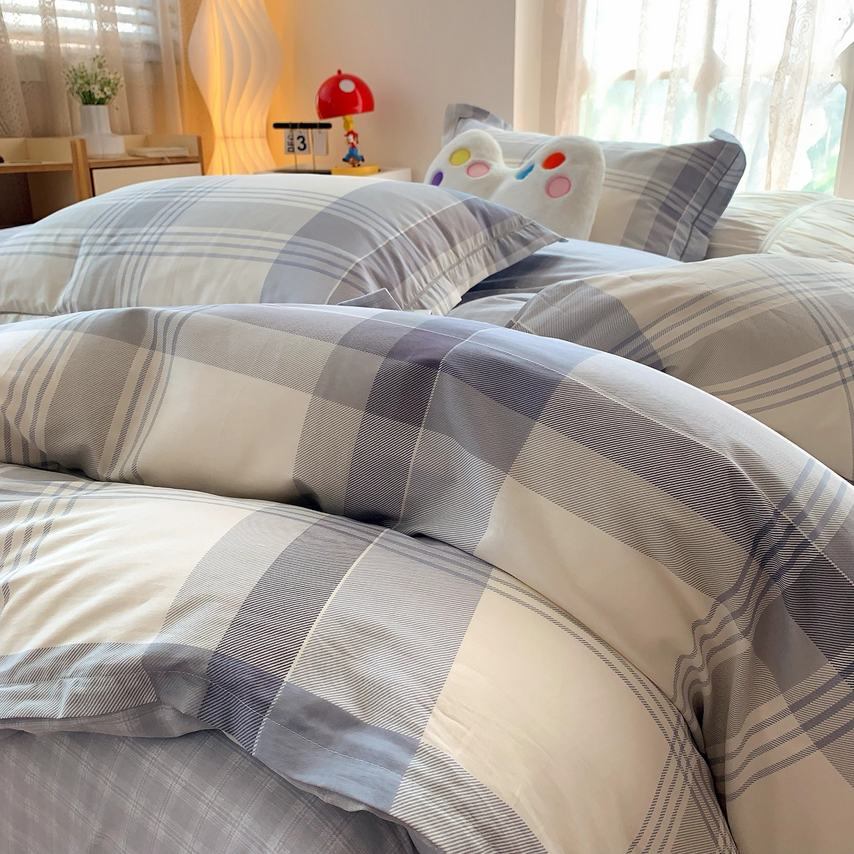 91家纺网 家纺一手货源 找家纺 莱豫家纺 2025新款亲肤舒适小清新印花全棉四件套第七批 浅念格