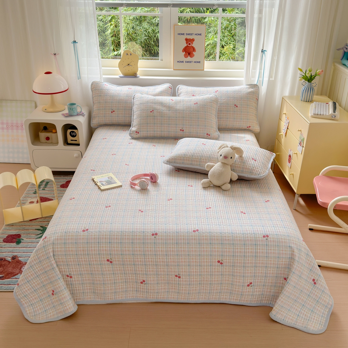 91家纺网 家纺一手货源 找家纺 （总）Sweet dreams甜梦 2025新款牛奶绒全棉床盖三件套