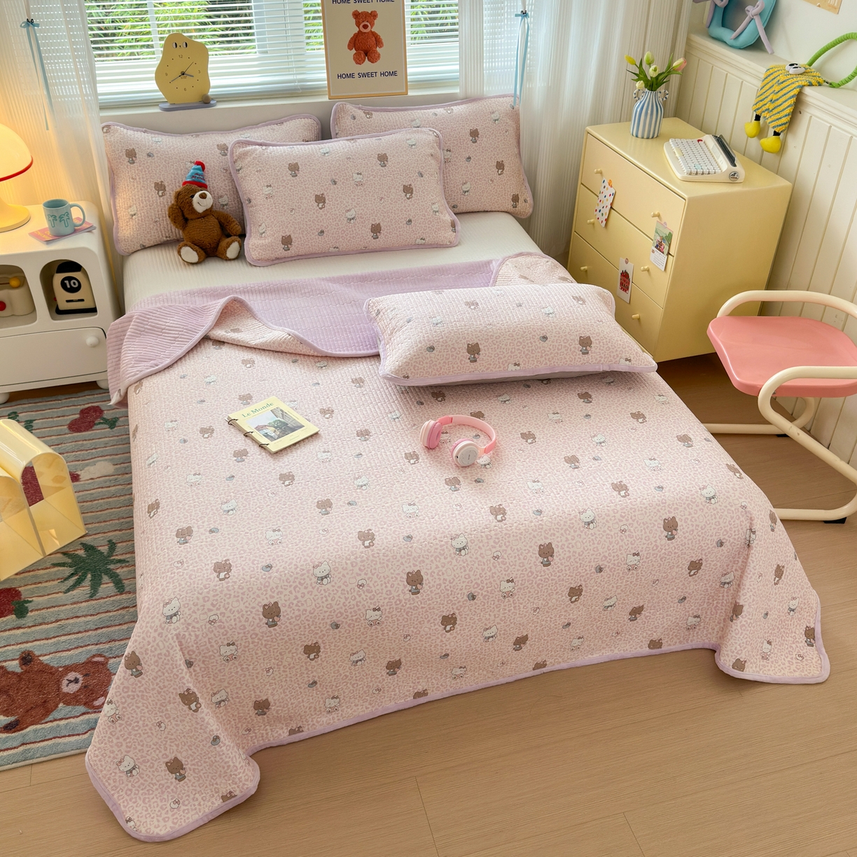 91家纺网 家纺一手货源 找家纺 （总）Sweet dreams甜梦 2025新款牛奶绒全棉床盖三件套