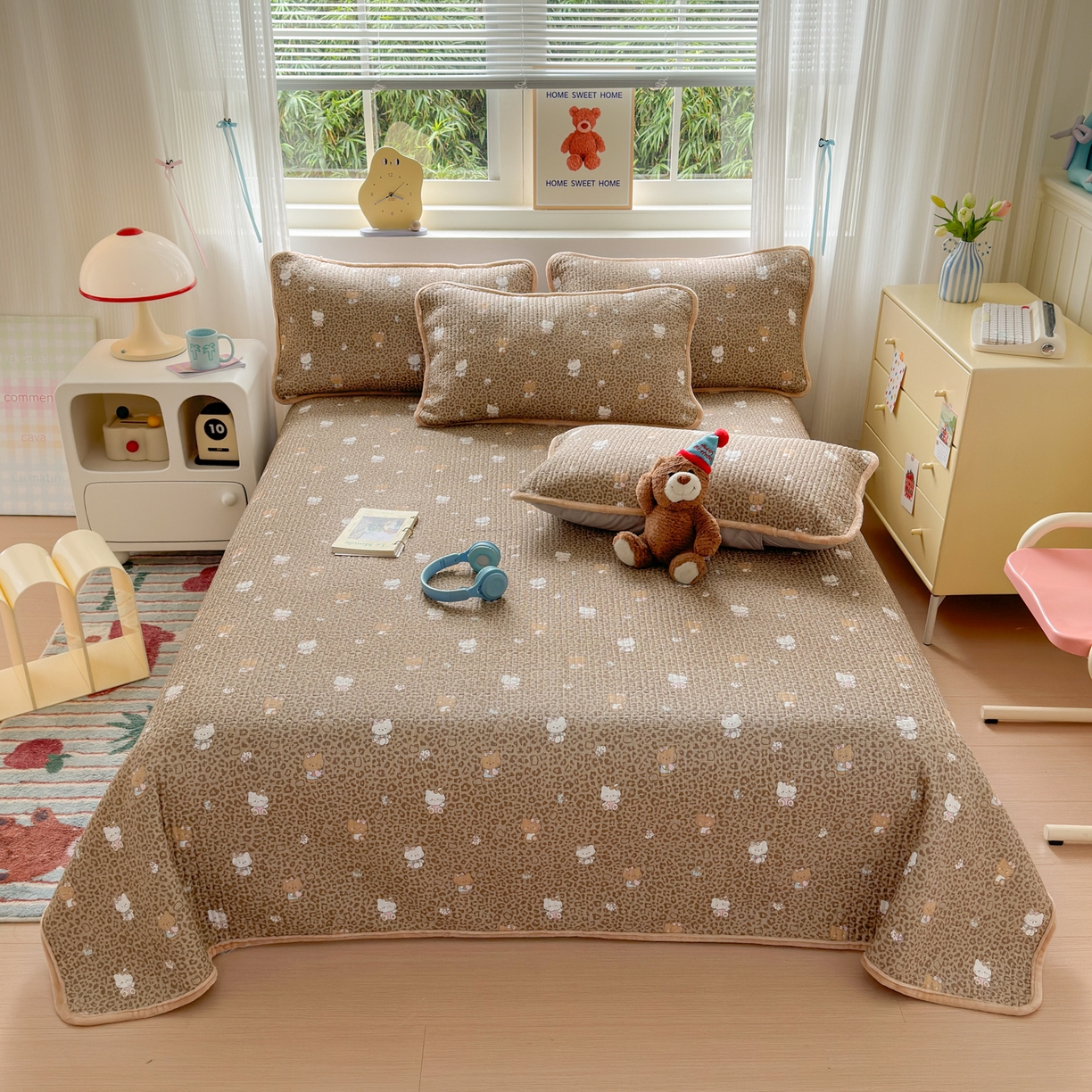 91家纺网 家纺一手货源 找家纺 （总）Sweet dreams甜梦 2025新款牛奶绒全棉床盖三件套