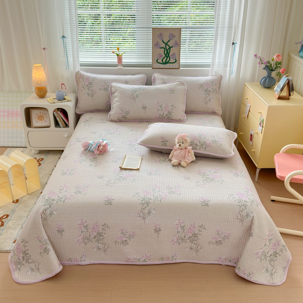 91家纺网 家纺一手货源 找家纺 （总）Sweet dreams甜梦 2025新款牛奶绒全棉床盖三件套