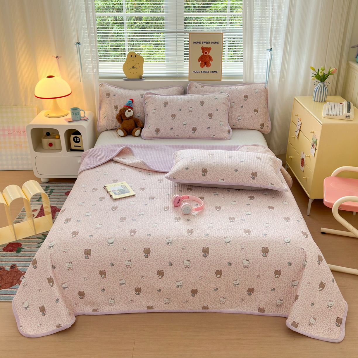 91家纺网 家纺一手货源 找家纺 （总）Sweet dreams甜梦 2025新款牛奶绒全棉床盖三件套