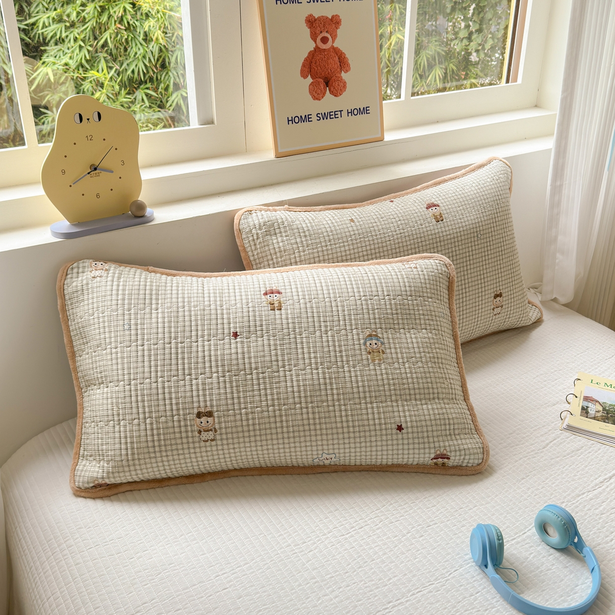 91家纺网 家纺一手货源 找家纺 Sweet dreams甜梦 2025新款牛奶绒全棉床盖三件套 格子布布