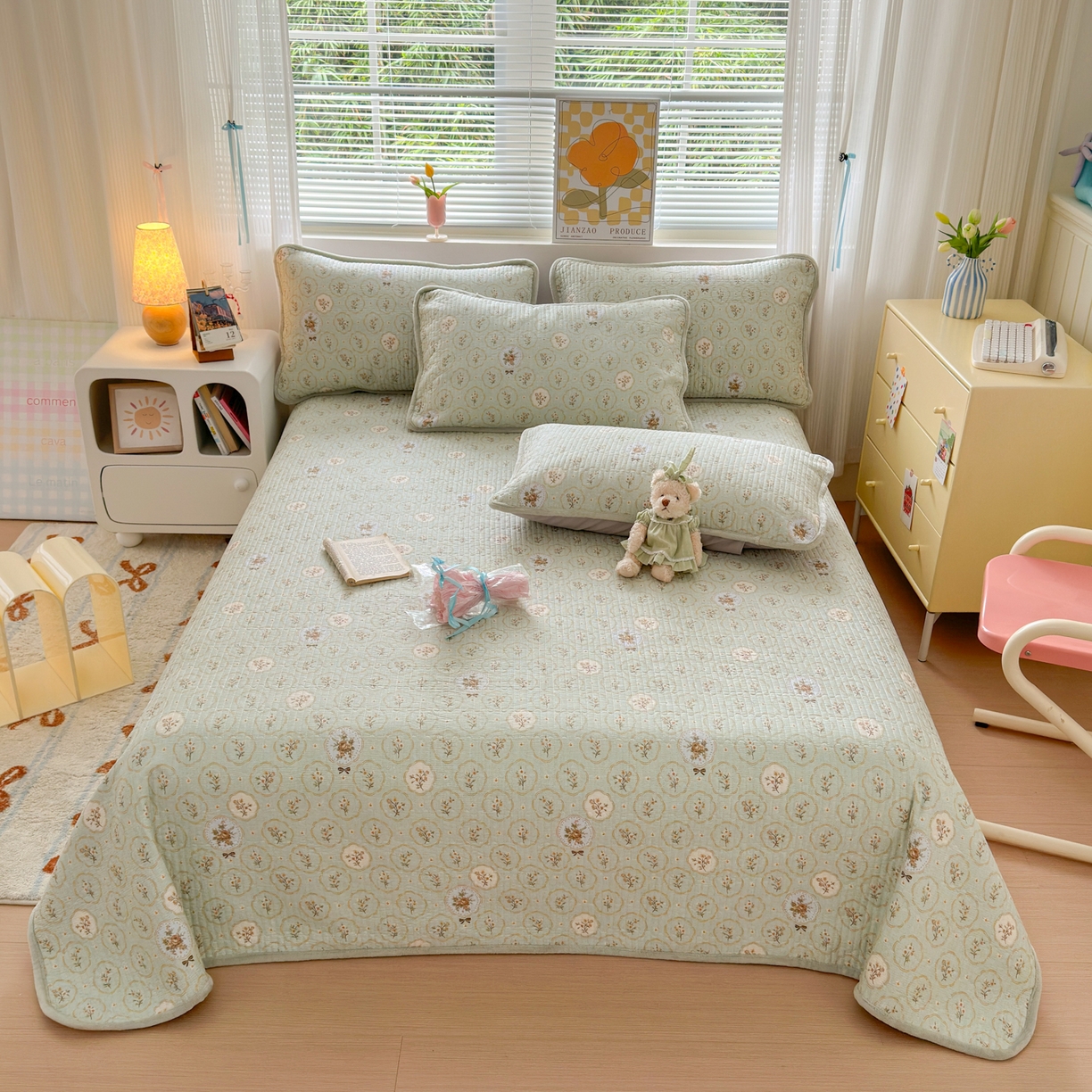 Sweet dreams甜梦 2025新款牛奶绒全棉床盖三件套 秘境花园