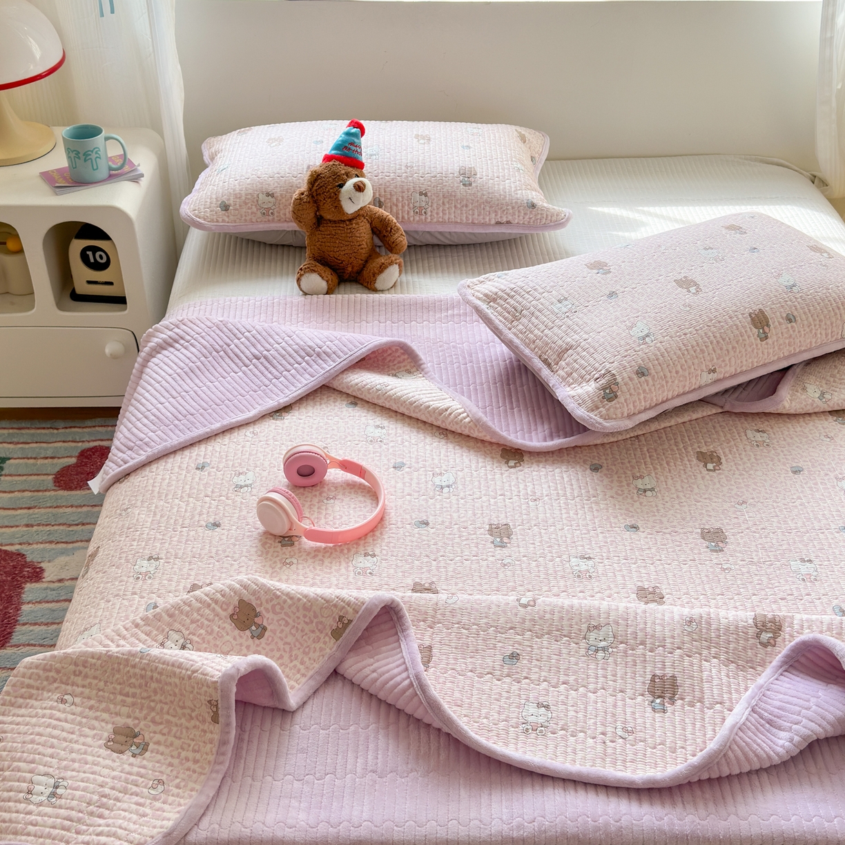 91家纺网 家纺一手货源 找家纺 （总）Sweet dreams甜梦 2025新款牛奶绒全棉床盖三件套