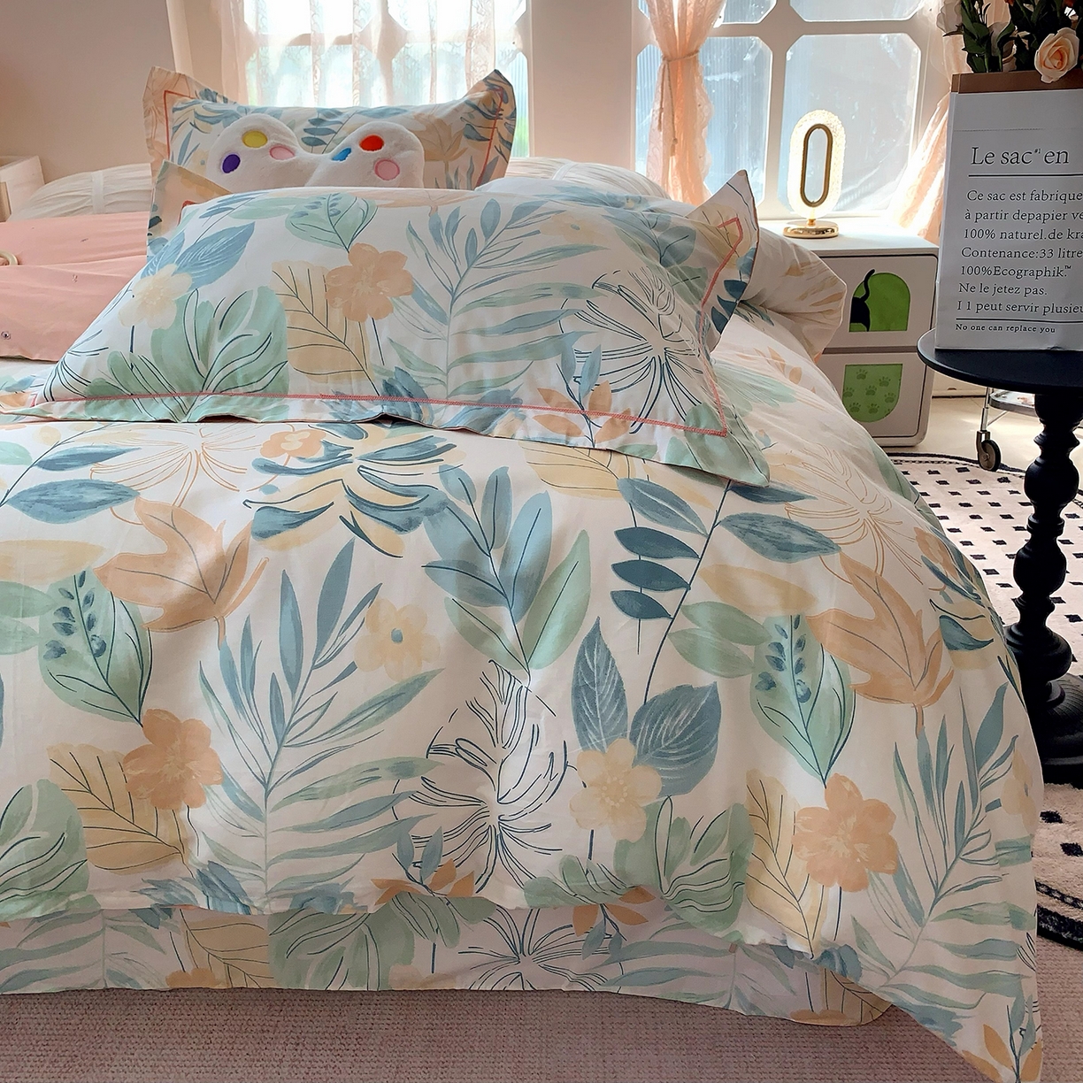 91家纺网 家纺一手货源 找家纺 莱豫家纺 2025新款亲肤舒适小清新印花全棉四件套第七批 且听风吟