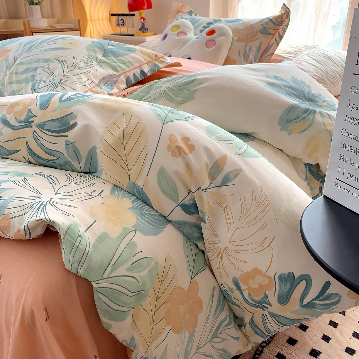 91家纺网 家纺一手货源 找家纺 莱豫家纺 2025新款亲肤舒适小清新印花全棉四件套第七批 且听风吟