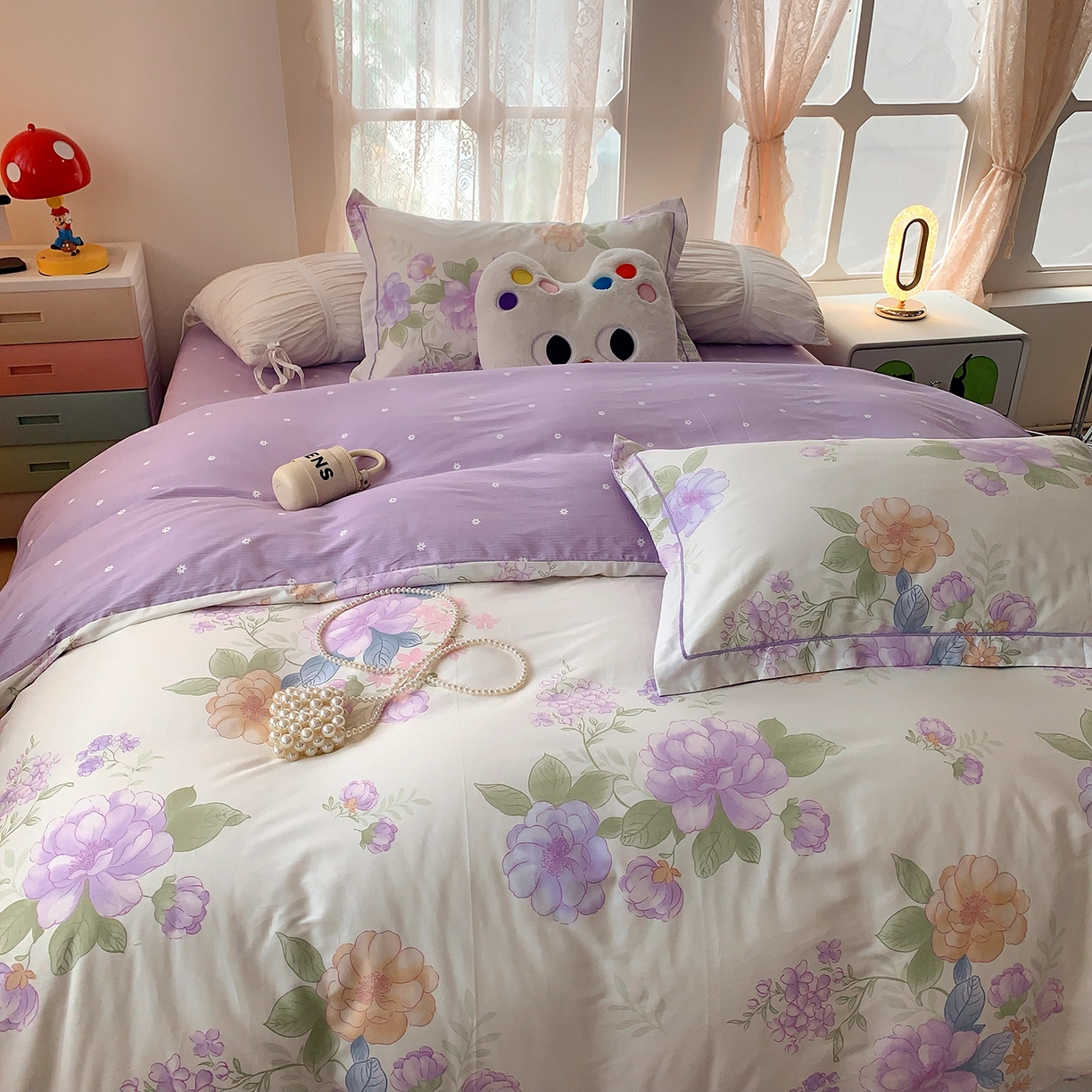 91家纺网 家纺一手货源 找家纺 莱豫家纺 2025新款亲肤舒适小清新印花全棉四件套第七批 桃之夭夭