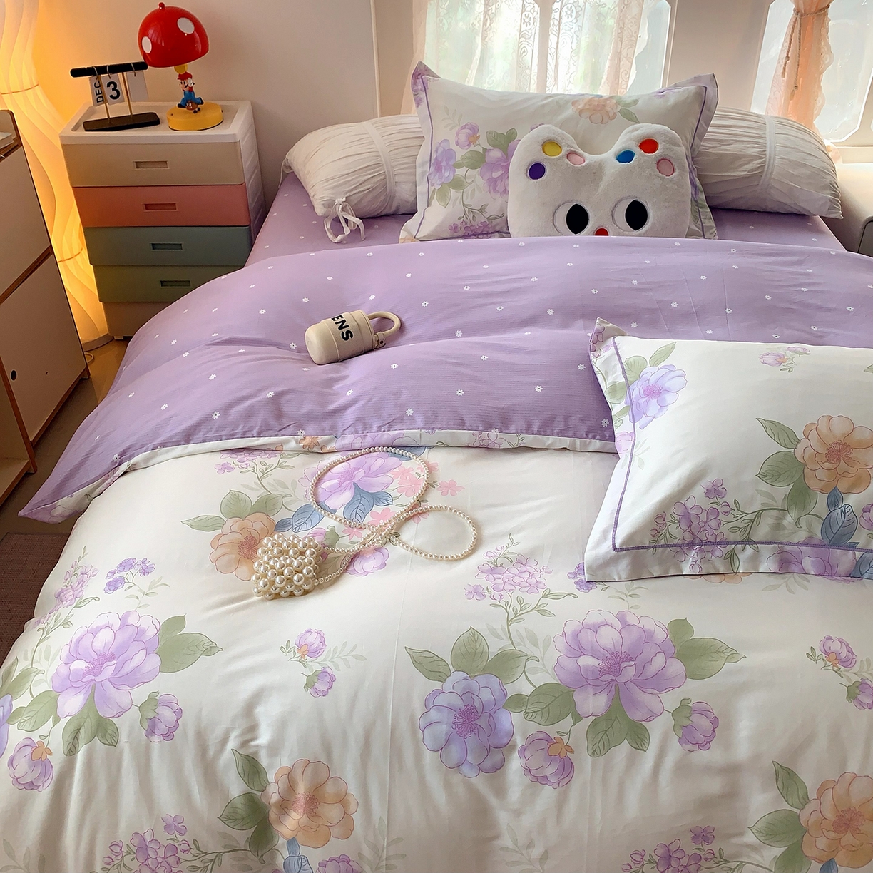 91家纺网 家纺一手货源 找家纺 莱豫家纺 2025新款亲肤舒适小清新印花全棉四件套第七批 桃之夭夭