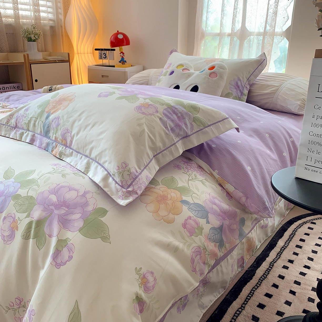 91家纺网 家纺一手货源 找家纺 莱豫家纺 2025新款亲肤舒适小清新印花全棉四件套第七批 桃之夭夭