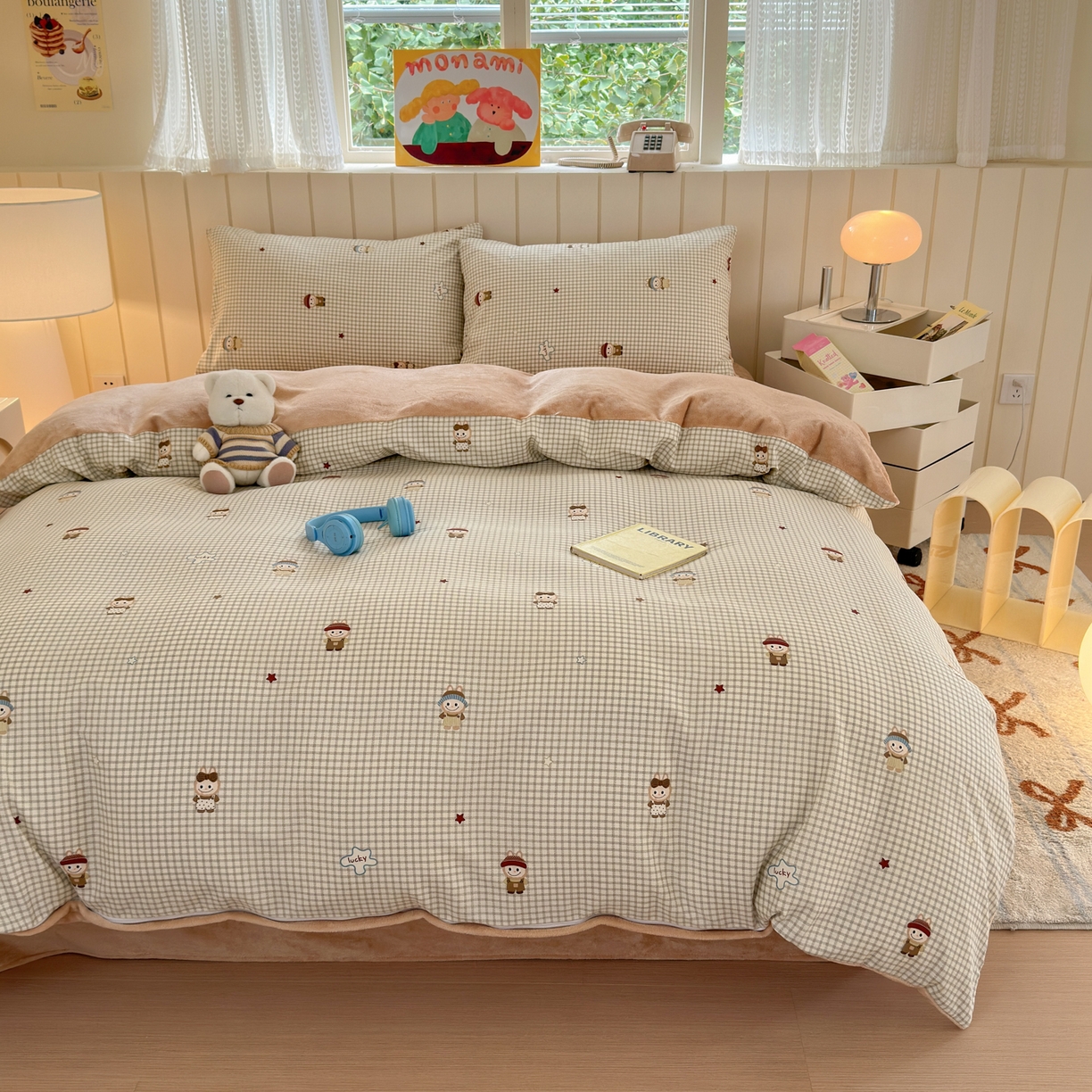 91家纺网 家纺一手货源 找家纺 Sweet dreams甜梦 2025新款棉加绒印花四件套 格子布布