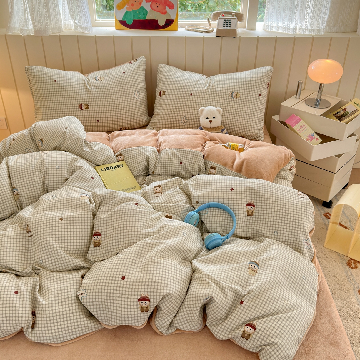 91家纺网 家纺一手货源 找家纺 Sweet dreams甜梦 2025新款棉加绒印花四件套 格子布布