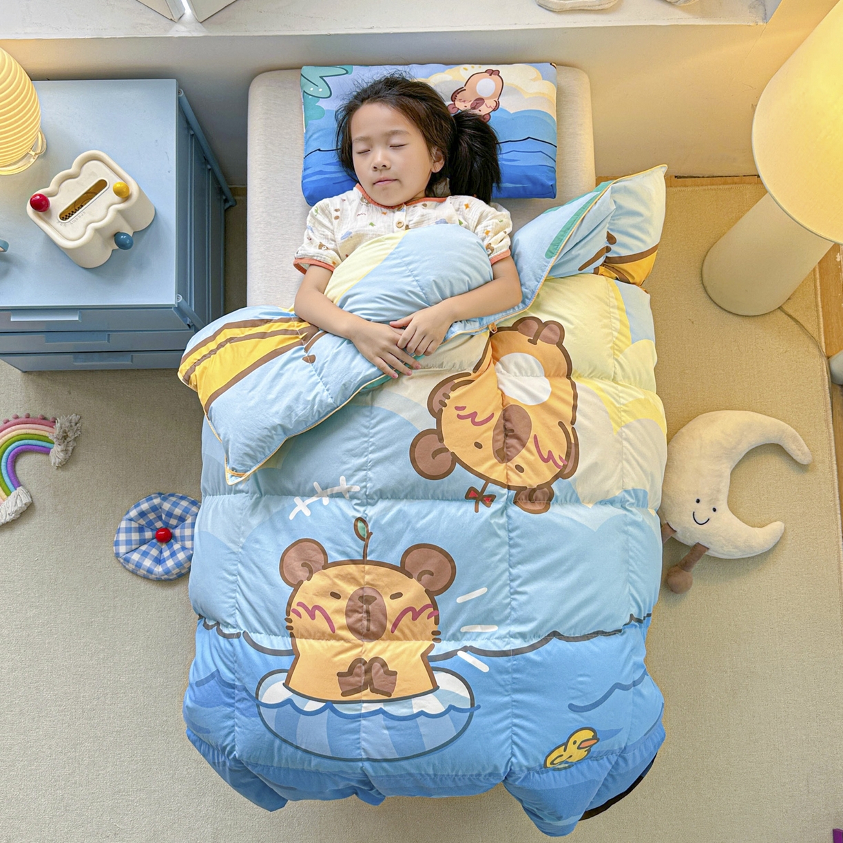 91家纺网 家纺一手货源 找家纺 （总）暖羽屋羽绒馆 2025新款天丝莱赛尔鹅绒丝被芯 抗菌 防螨羽毛被1.2米 白鹅绒丝 儿童学生被子1.5 春秋被