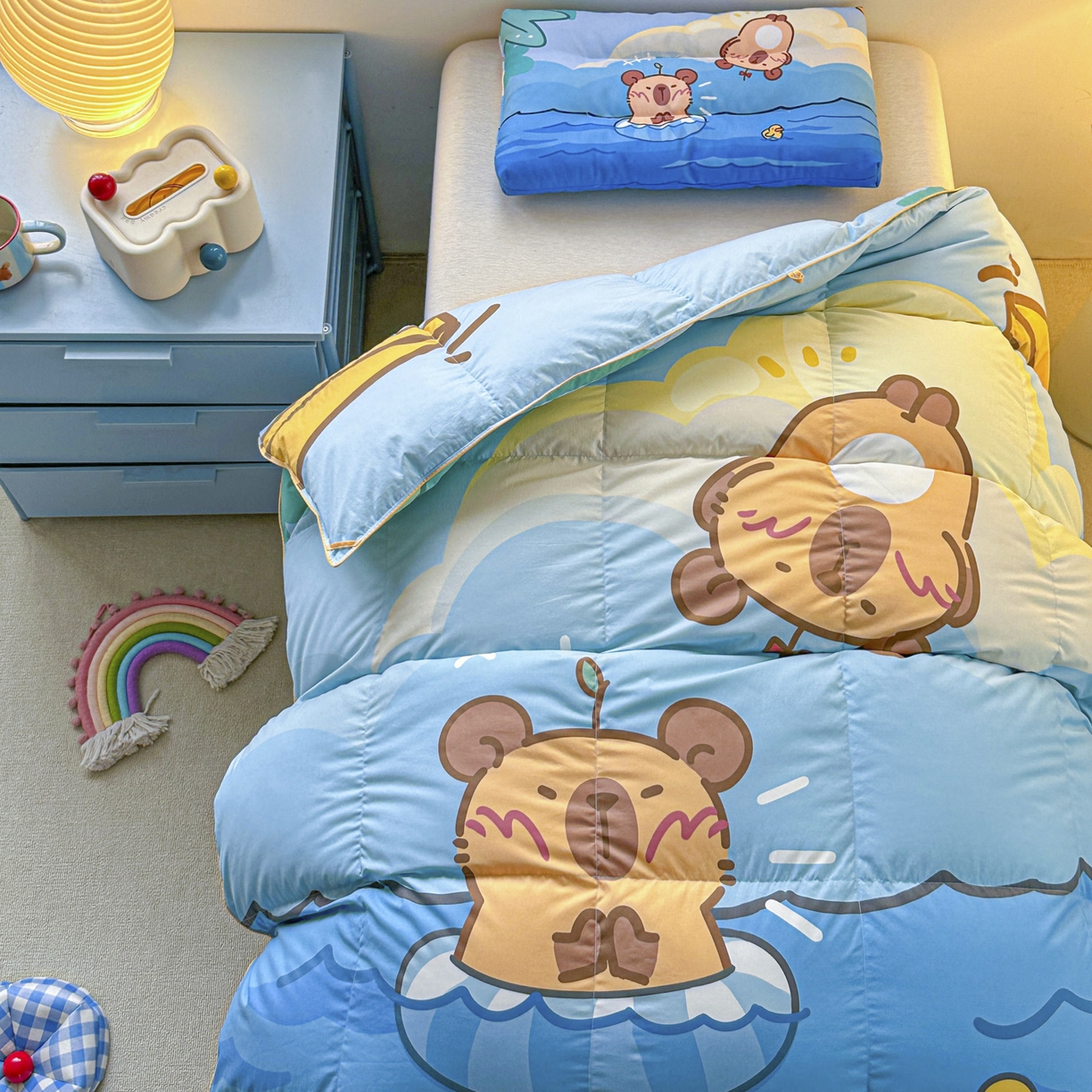 91家纺网 家纺一手货源 找家纺 暖羽屋羽绒馆 2025新款天丝莱赛尔鹅绒丝被芯 抗菌 防螨羽毛被1.2米 白鹅绒丝 儿童学生被子1.5 春秋被 给你满分