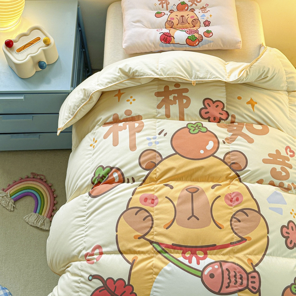 91家纺网 家纺一手货源 找家纺 暖羽屋羽绒馆 2025新款天丝莱赛尔鹅绒丝被芯 抗菌 防螨羽毛被1.2米 白鹅绒丝 儿童学生被子1.5 春秋被 柿柿如意