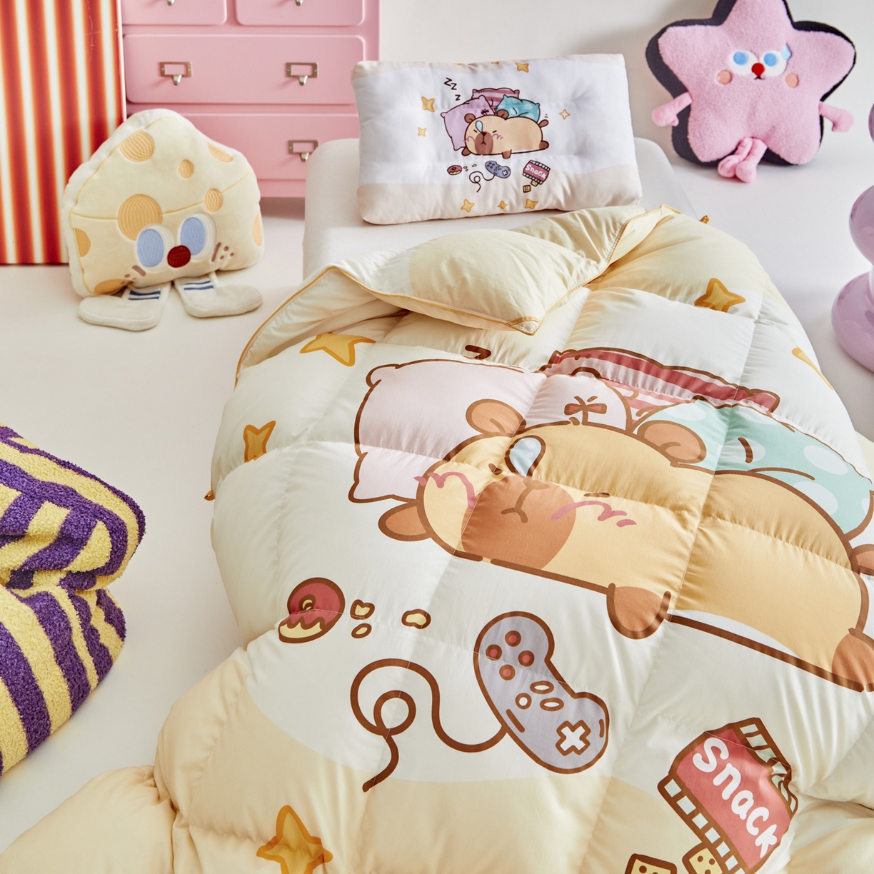 91家纺网 家纺一手货源 找家纺 暖羽屋羽绒馆 2025新款天丝莱赛尔鹅绒丝被芯 抗菌 防螨羽毛被1.2米 白鹅绒丝 儿童学生被子1.5 春秋被 放假的快乐