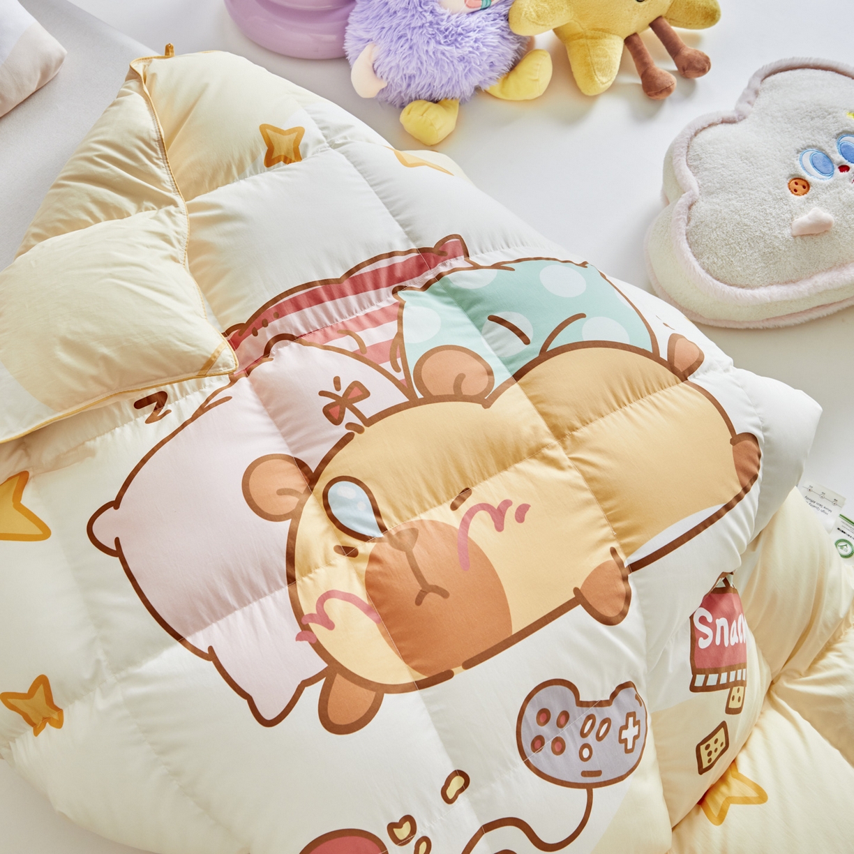 91家纺网 家纺一手货源 找家纺 暖羽屋羽绒馆 2025新款天丝莱赛尔鹅绒丝被芯 抗菌 防螨羽毛被1.2米 白鹅绒丝 儿童学生被子1.5 春秋被 放假的快乐