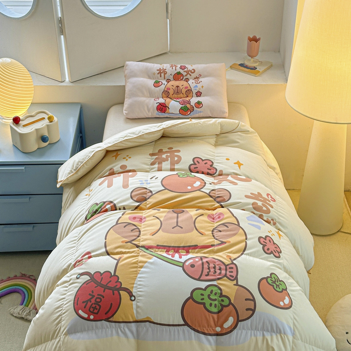 91家纺网 家纺一手货源 找家纺 暖羽屋羽绒馆 2025新款天丝莱赛尔鹅绒丝被芯 抗菌 防螨羽毛被1.2米 白鹅绒丝 儿童学生被子1.5 春秋被 柿柿如意