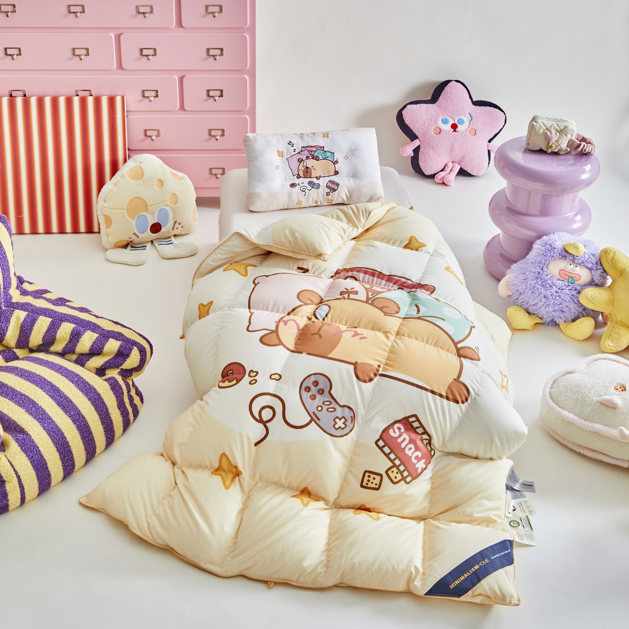 91家纺网 家纺一手货源 找家纺 暖羽屋羽绒馆 2025新款天丝莱赛尔鹅绒丝被芯 抗菌 防螨羽毛被1.2米 白鹅绒丝 儿童学生被子1.5 春秋被 放假的快乐