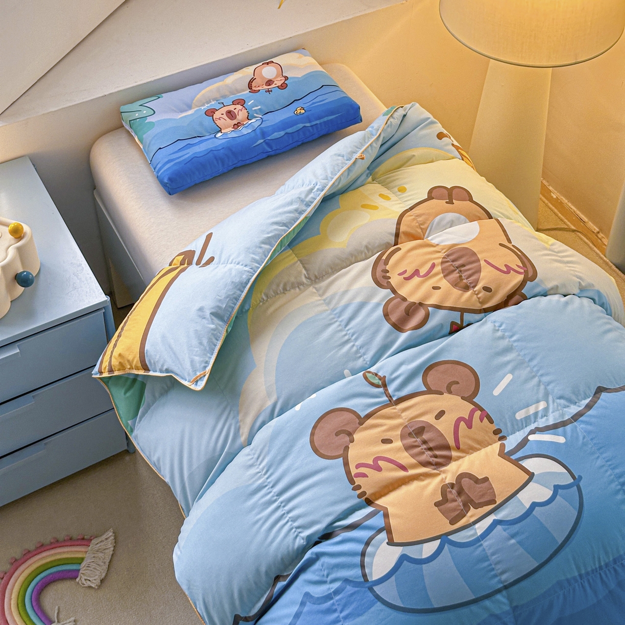 91家纺网 家纺一手货源 找家纺 暖羽屋羽绒馆 2025新款天丝莱赛尔鹅绒丝被芯 抗菌 防螨羽毛被1.2米 白鹅绒丝 儿童学生被子1.5 春秋被 给你满分