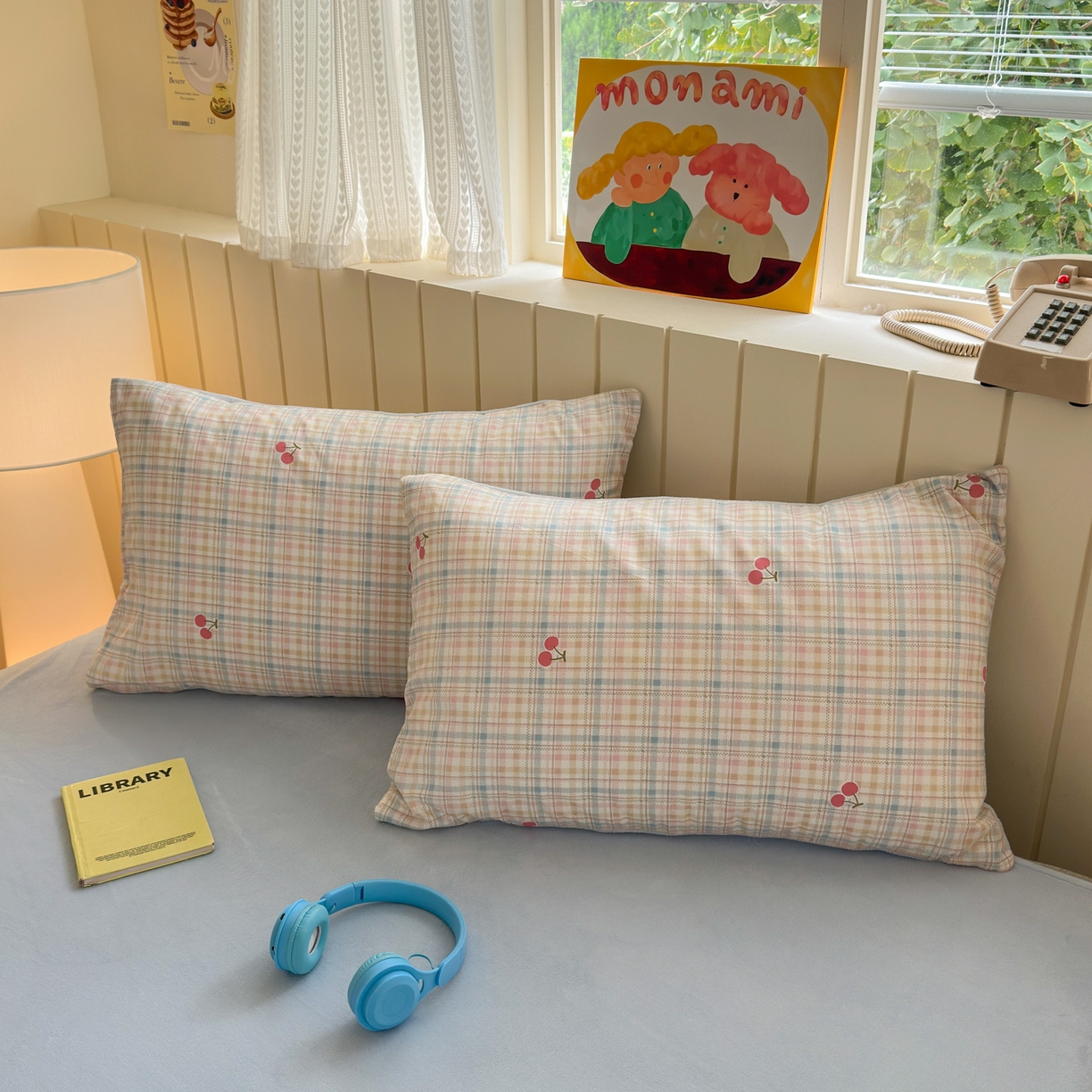 91家纺网 家纺一手货源 找家纺 Sweet dreams甜梦 2025新款棉加绒印花四件套 格子樱桃