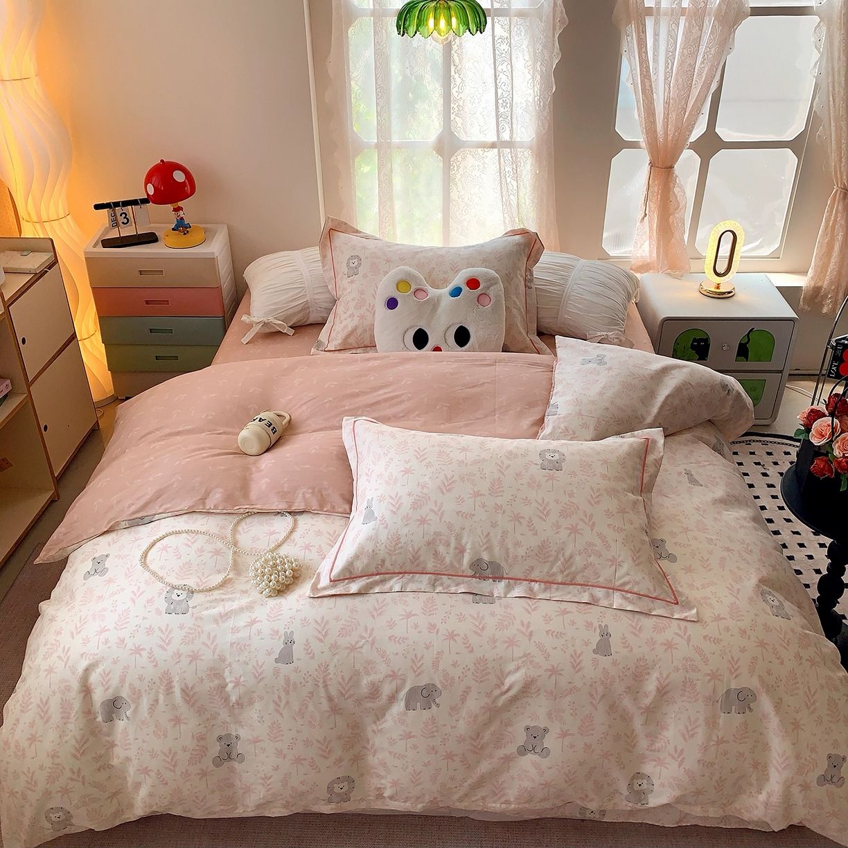 91家纺网 家纺一手货源 找家纺 莱豫家纺 2025新款亲肤舒适小清新印花全棉四件套第七批 野餐森林