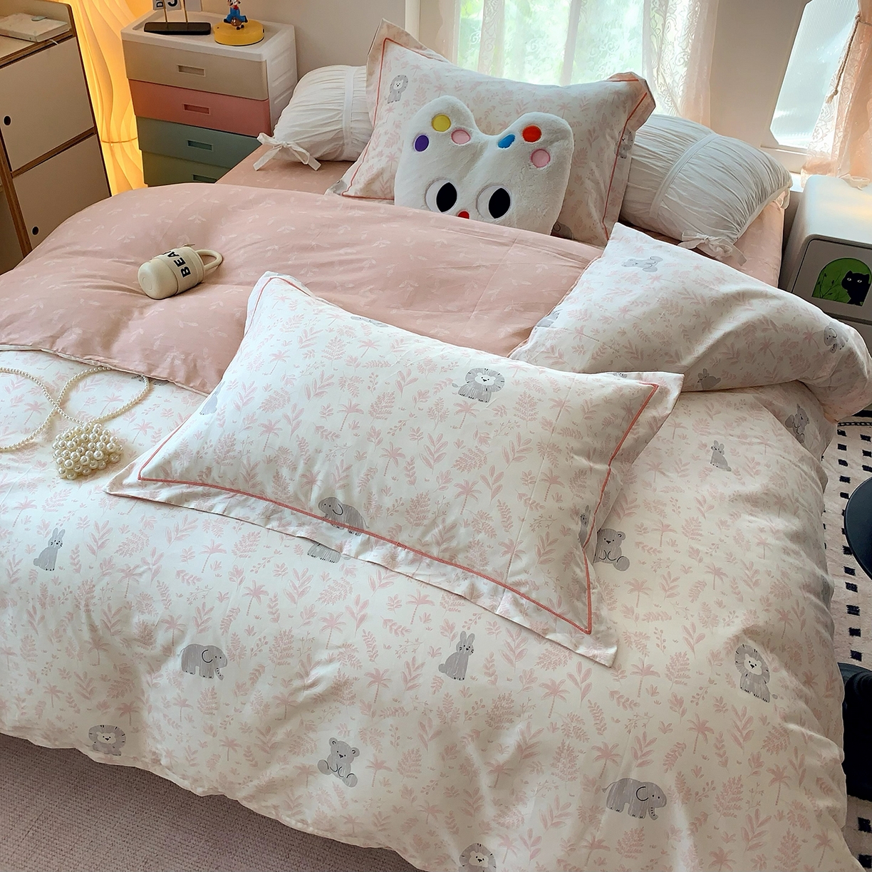 91家纺网 家纺一手货源 找家纺 莱豫家纺 2025新款亲肤舒适小清新印花全棉四件套第七批 野餐森林