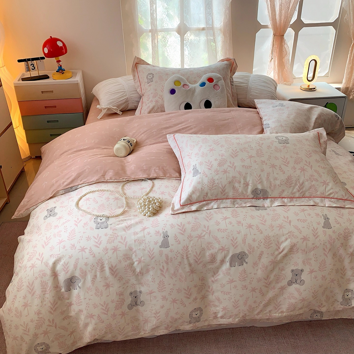 91家纺网 家纺一手货源 找家纺 莱豫家纺 2025新款亲肤舒适小清新印花全棉四件套第七批 野餐森林